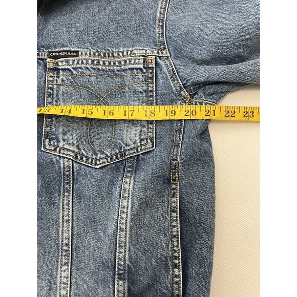 Calvin Klein 90s Denim Jacket Varsity College University Jeans Blouson Bomber S - Picture 10 of 11